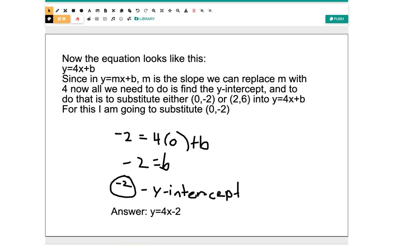 How can you write a linear function in the form y=mx + b by using the two points given-example-2