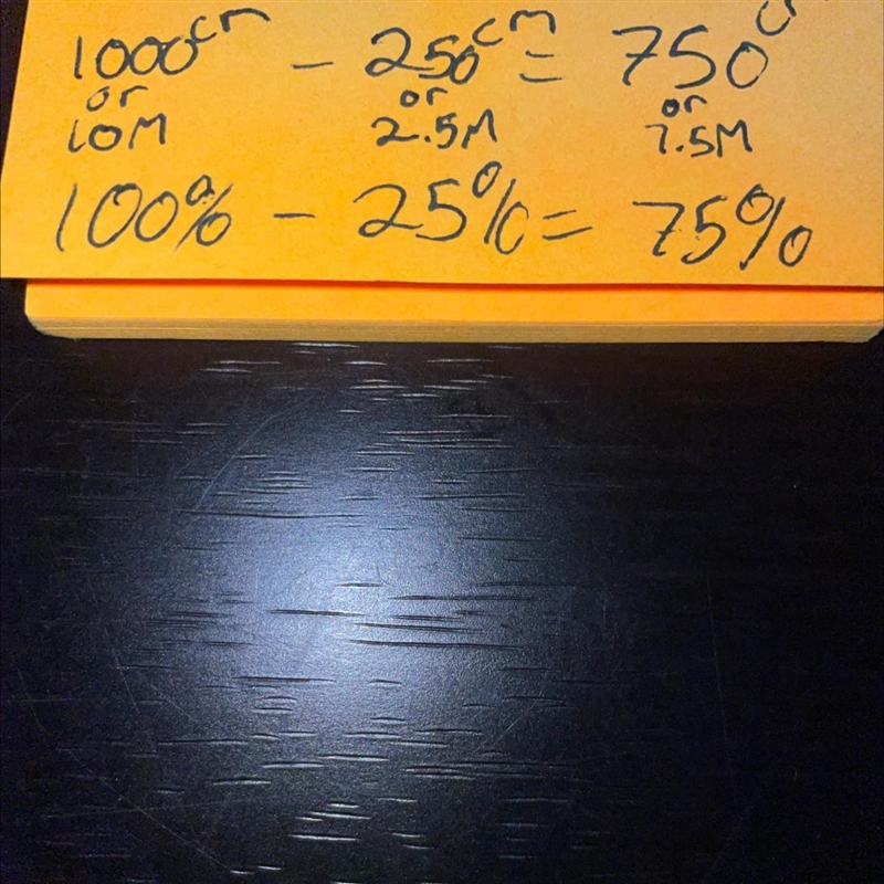 Janet was left with 7.5M of a certain material after she gave out 250CM to her sister-example-1