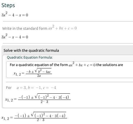 ////////////// 3x^2-4-x=0-example-1