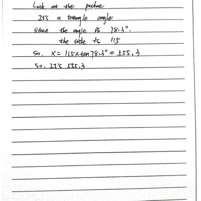 Find the measure of x. 78.3° 115 X = [?] Round your answer to the nearest tenth.-example-1