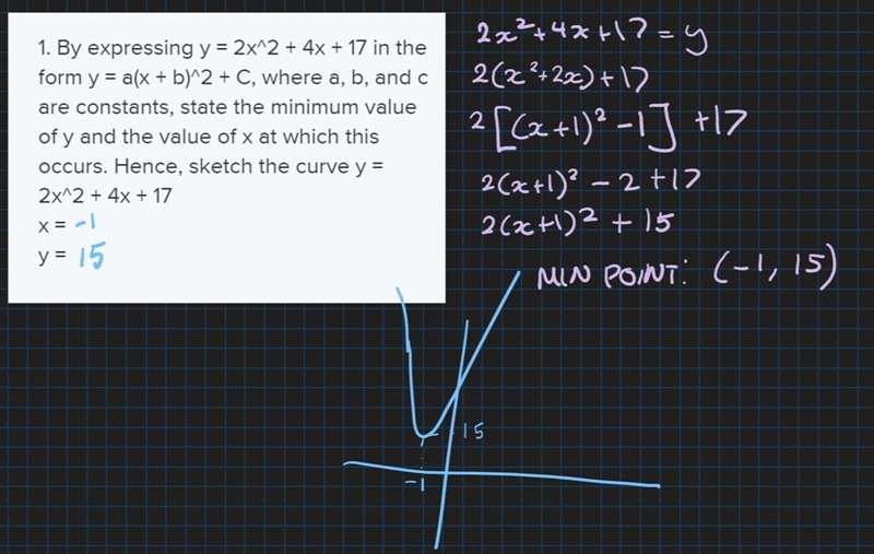 Maximum and Minimum Values of General Quadratic Functions 1. By expressing y = 2x-example-1