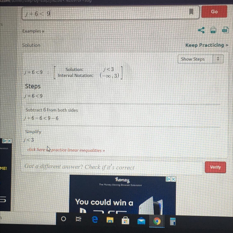 Solve the inequality j + 6 < 9​-example-1