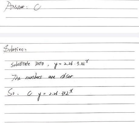 What’s the exponent ion regression equation for hat first these data.-example-1