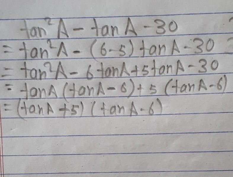 Factorize: tan2A – tanA – 30-example-1