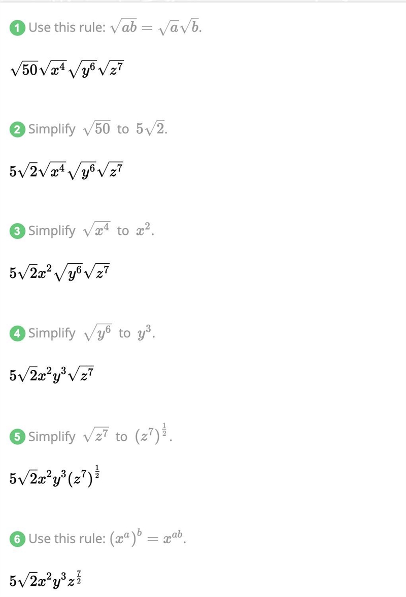 The square root of 50x^4 y^6 z^7-example-1