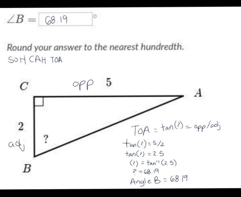 Solve for an angle in right triangles-example-1