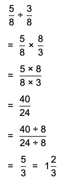 Which values of a b and c represent the answer in the simplest form 5/8 ÷ 3/8 = ab-example-1