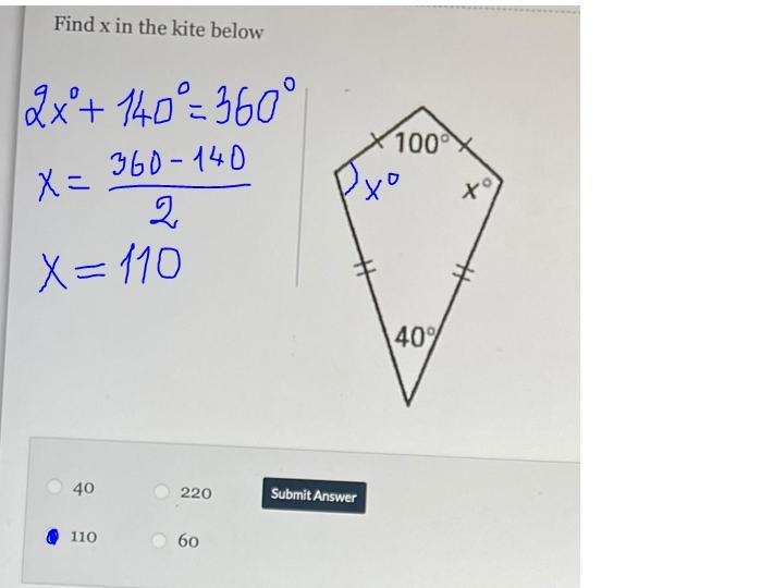 Find x in the kite below-example-1