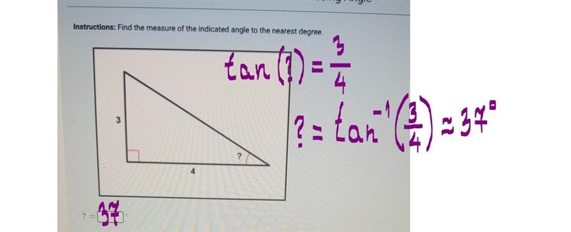 Find the measure of the indicated angle to the nearest degree​-example-1