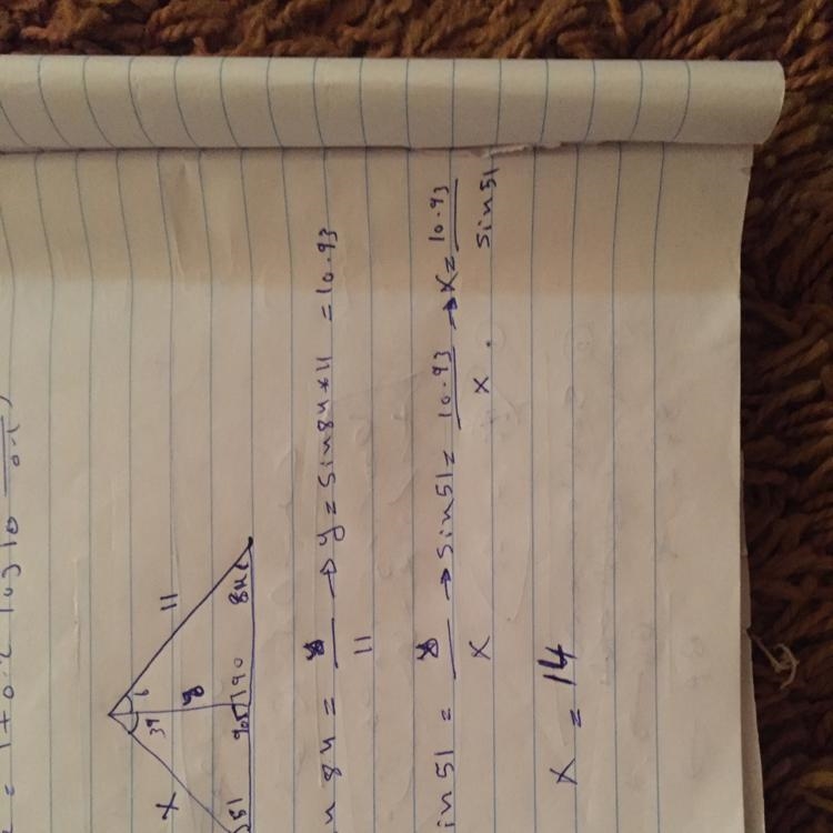 Find the unknown side or angle as indicated. Round each side length to the nearest-example-1