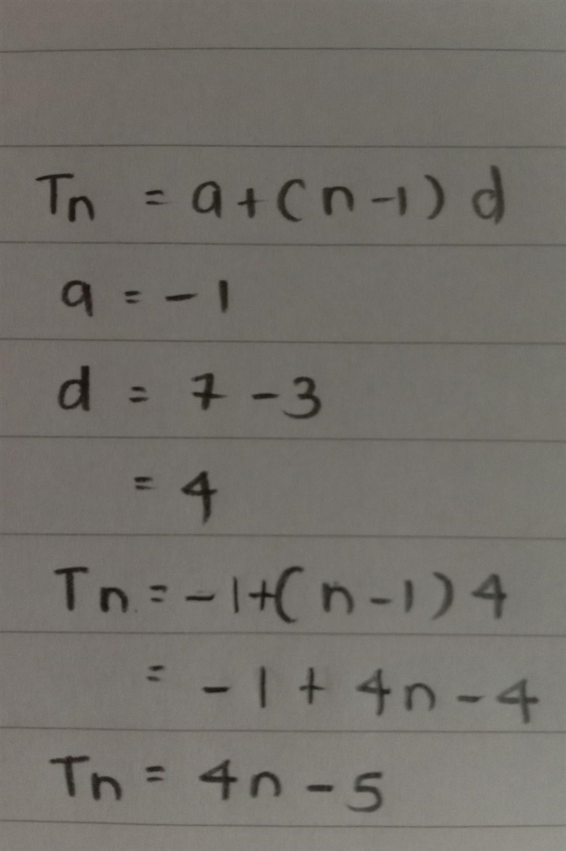 Find the nth term: -1, 3, 7, 11,...-example-1