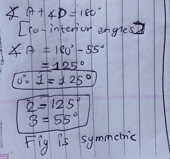 Find the measures of the numbered angles in each isosceles trapezoid. B2 A1 55° c-example-1