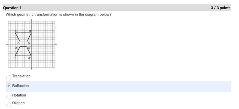 Which geometric transformation is shown in the diagram below Translation Reflection-example-1