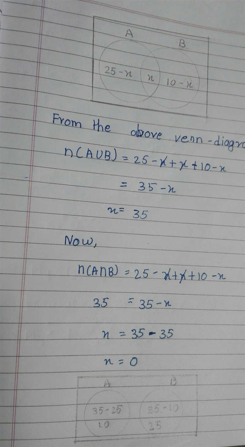 What is n (AUB) if (A)=25,n(B) = 10 and BCA ​-example-1