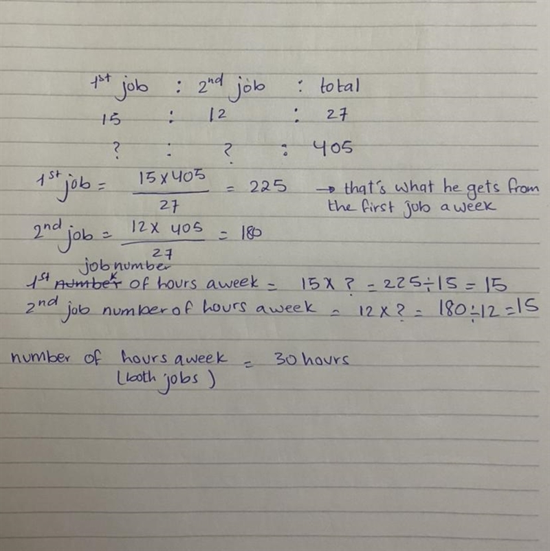 Michael is working two jobs. He gets paid $15 per hour for his job. He earns $12 per-example-1