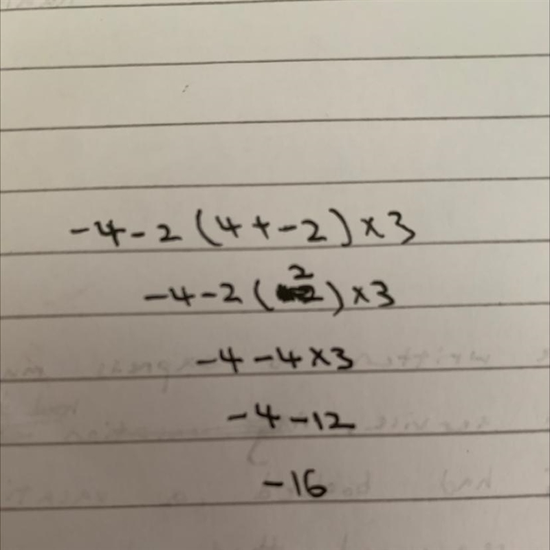 SOLVE THIS MATH PROBLEM PLEASE!! -4-2(4+-2)*3-example-1