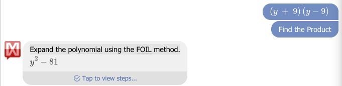 Find the product (y + 9) (y-9)​-example-1