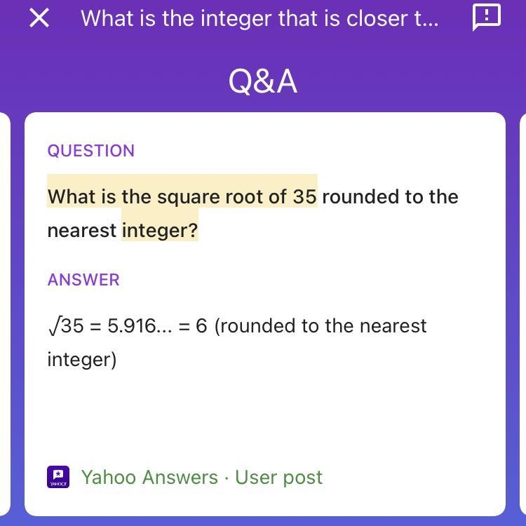 What is the integer that is closer to the square root of 35-example-1