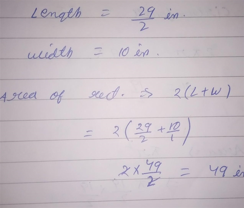 Find the area of the figure. rectangle with length 14 1 2 in. and width 10 in. The-example-1