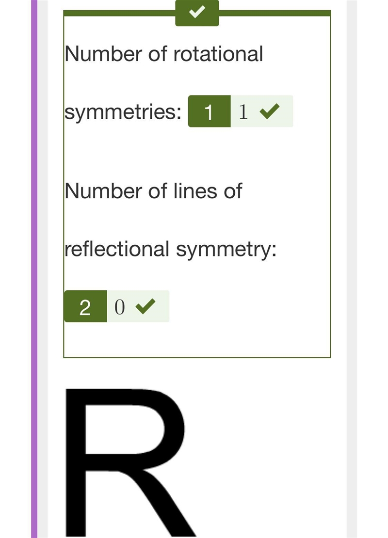 What are the numbers of symmetries for this figure? Enter your answers in the boxes-example-1