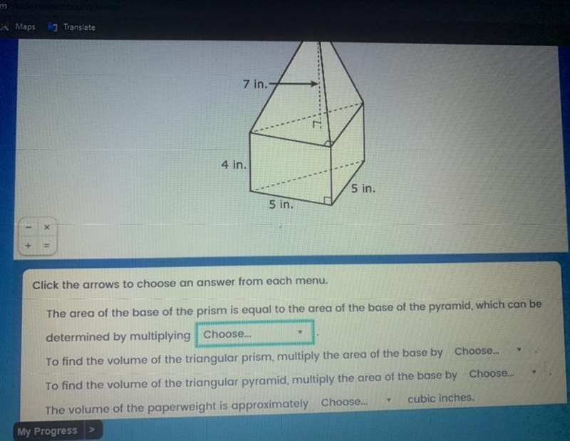 Colton has a stone paperweight composed of a triangular pyramid on top of a triangular-example-1