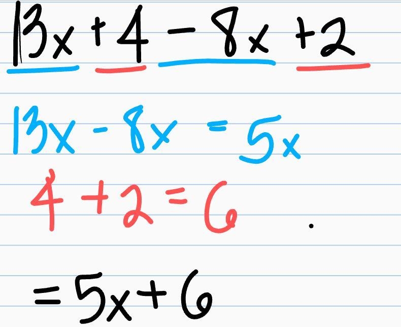 Find the difference. (13x + 4) - (8x + 2)​-example-1