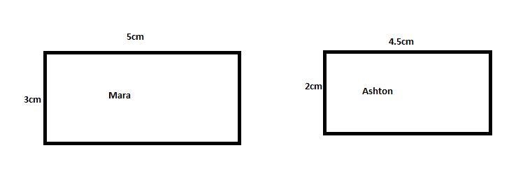 Mara uses 15 square-centimeter tiles to make a rectangle. Ashton uses 9 square-centimeter-example-1