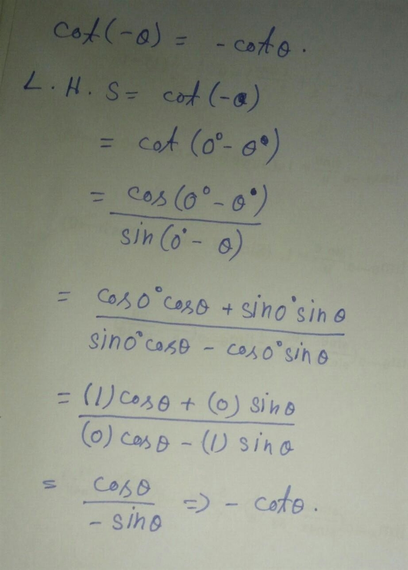 Prove cot(− θ) =− cot(θ)-example-1