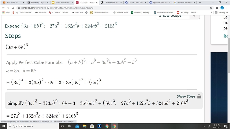 2. Evalute (3a +6b)³​-example-1