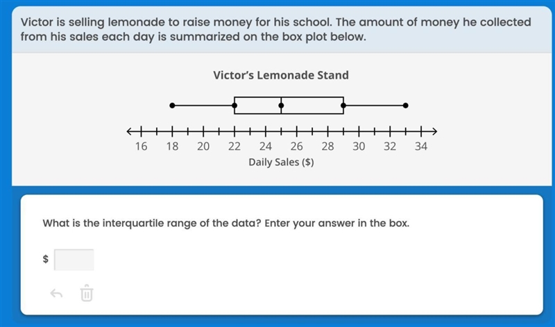 Victor is selling lemonade to raise money for his school.the amount of money he collected-example-1