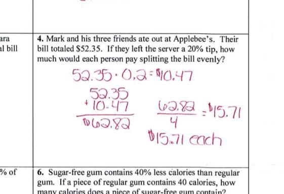 Mark and his three friends ate out at Applebee’s. Their bill totaled $52. If they-example-1