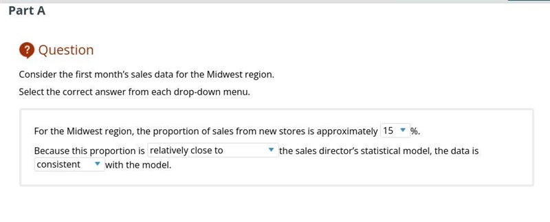 Consider the first month's sales data for the Midwest region. Select the correct answer-example-1