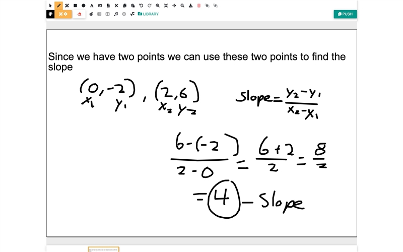 How can you write a linear function in the form y=mx + b by using the two points given-example-1