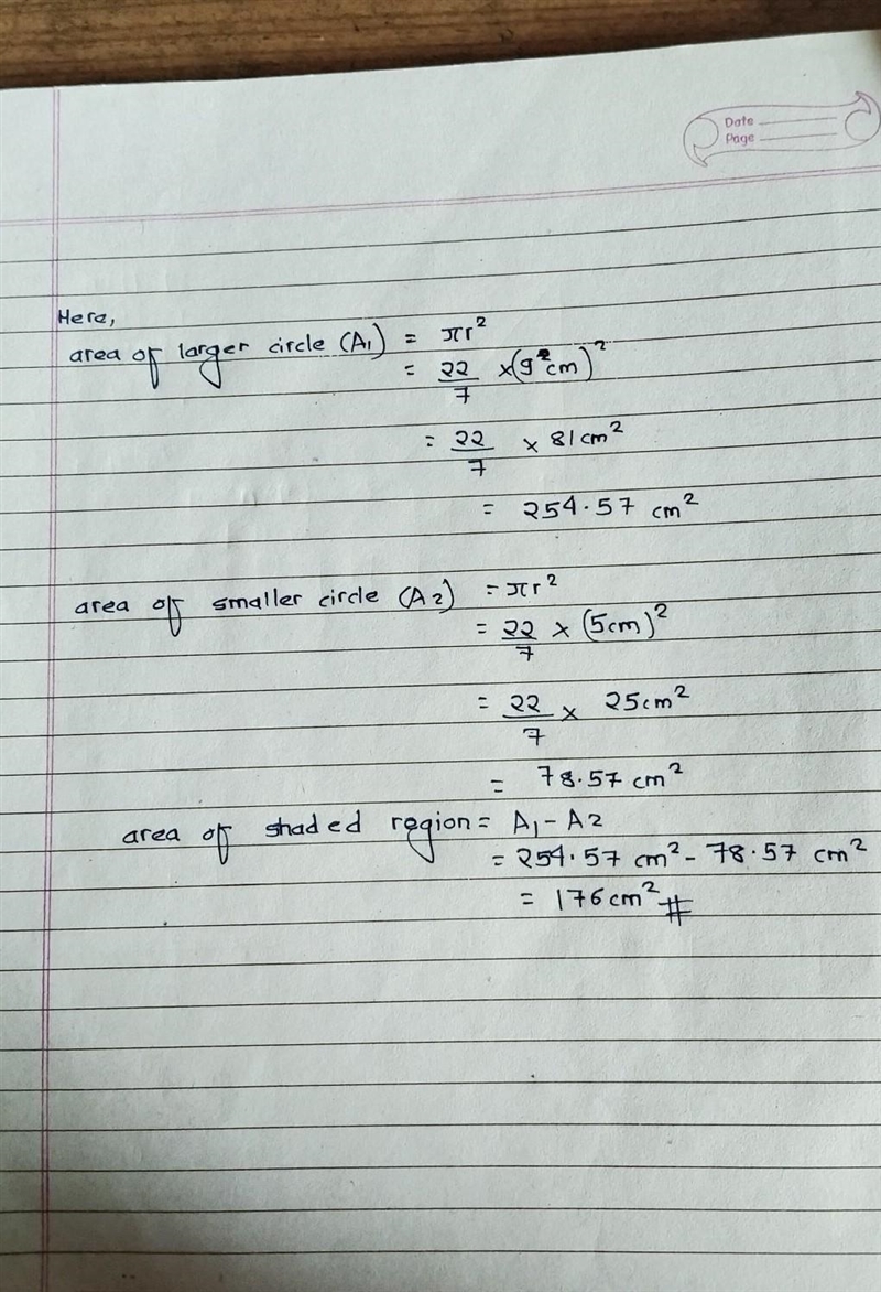 Find the Area of the shaded region of the circle. Leave answers in terms of Pi. (Image-example-1