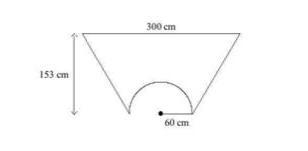 A furniture designer builds a trapezoidal desk with a semicircular cutout. What is-example-1