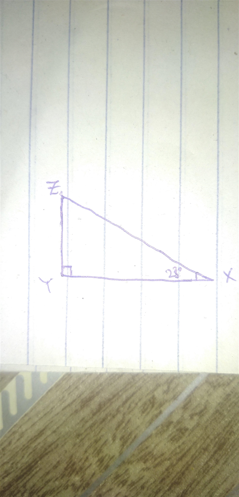 In the applet above right triangle XYZ is drawn with a 23 degrees angle. for the right-example-1