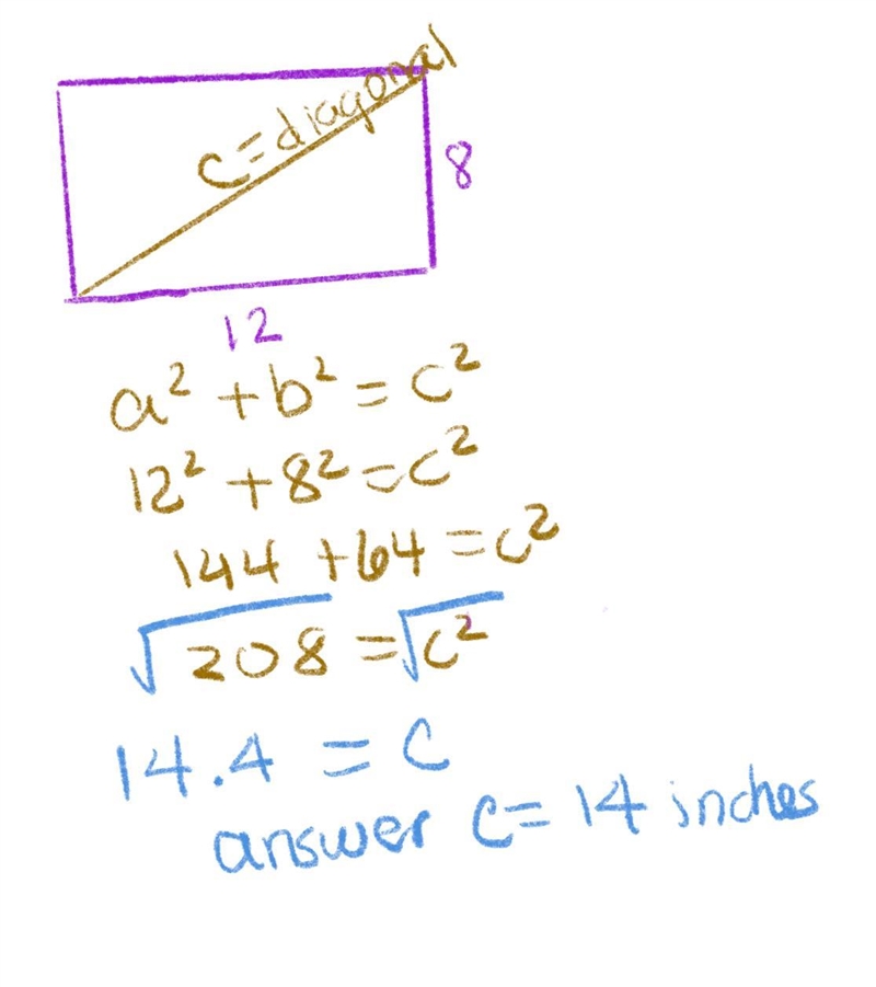 2. Your computer screen measures 12 inches long and 8 inches wide. What is the length-example-1