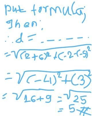 What is the distance between points (6,-5) and (2,-2)-example-2