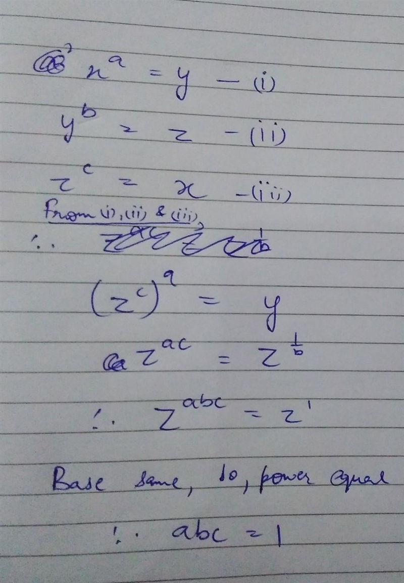 In x^a=y, y^b=z, z^c=x, then prove that abc=1​-example-1