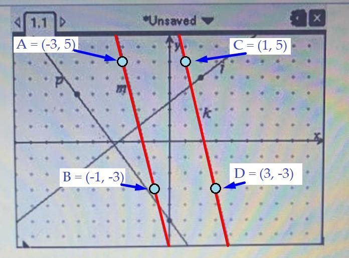 1.1 *Unsaved х Which is the best description for the lines m and k? A) parallel B-example-1