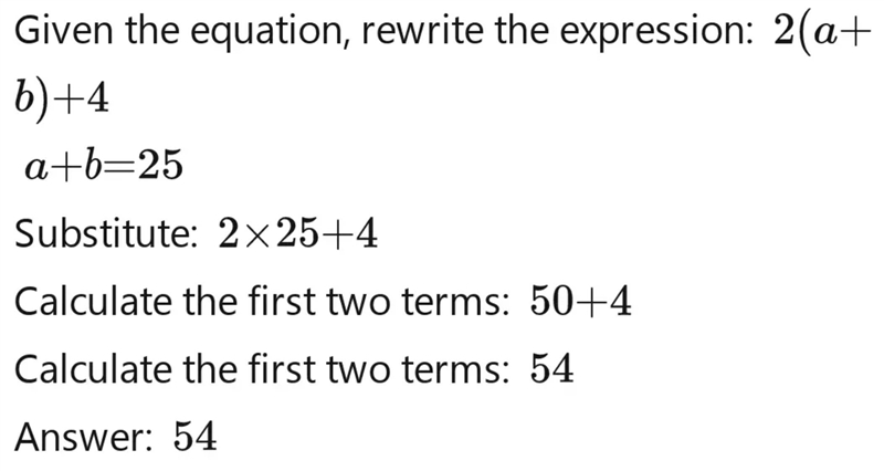 A+b=25 What is the value of 2a + 2b + 4-example-1