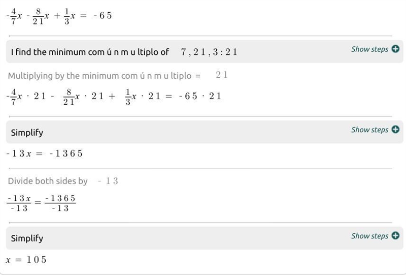 -4/7x -8/21x + 1/3x =-65-example-1