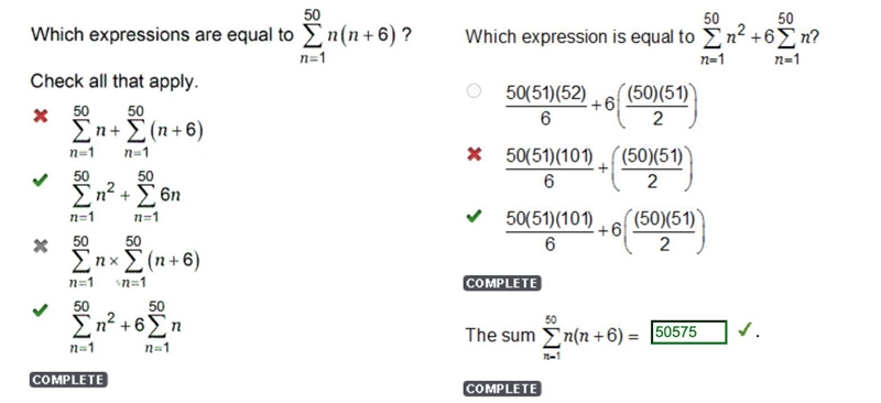 Which expressions are equal to 50Σn(n+6)?-example-1