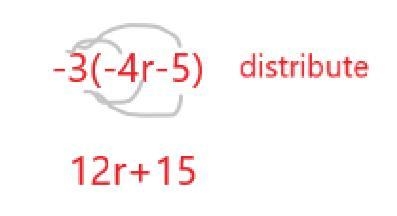 -3(-4r - 5) combining like terms-example-1