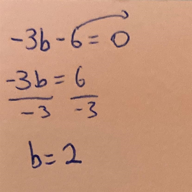 Solve for b. -3b -6 b=-example-1