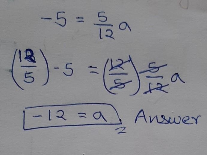 HELP PLS ASAP -5 = 5/12a pls evaluate-example-1