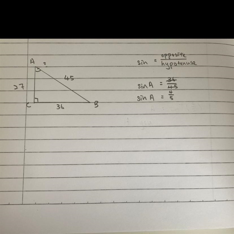 Find sin A A. Sin A=4/5-example-1