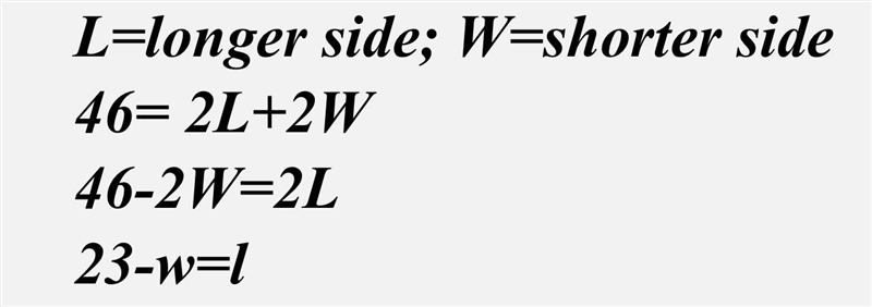 The perimeter of the rectangle is 46 inches which is the missing length​-example-1