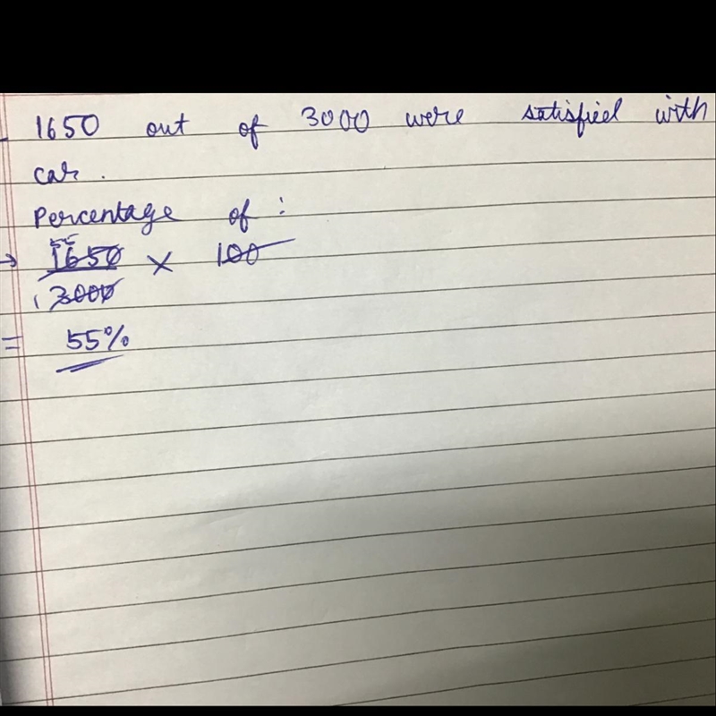 3000 people own a car, 1650 said they would buy it again, what percent of the people-example-1