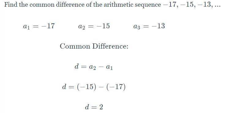 Find the common difference of the arithmetic sequence -17, -15, -13, ...-example-1